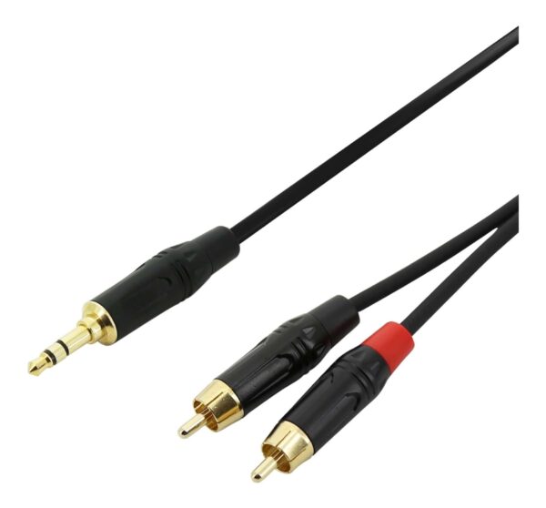 Smartphone to Dual RCA Cable - Extended 3.5mm Mini-Jack (iPhone/iPod) - 2m